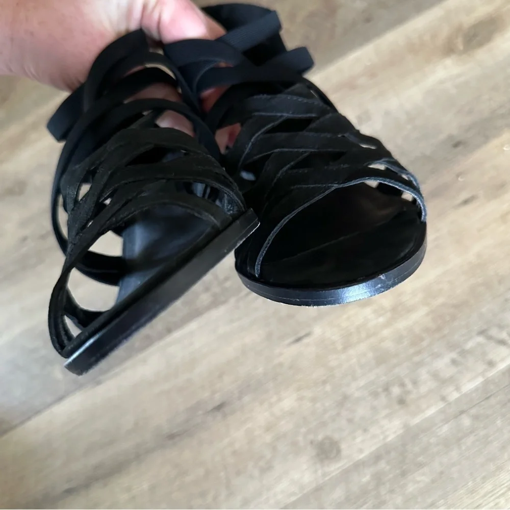 Eileen Fisher Fara Caged Leather Heeled Sandals